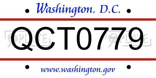 QCT0779 District Of Columbia License Plate