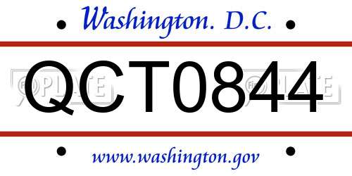 QCT0844 District Of Columbia License Plate