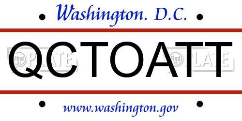 QCTOATT District Of Columbia License Plate