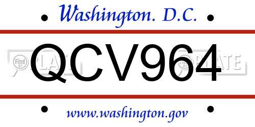 QCV964 District Of Columbia License Plate