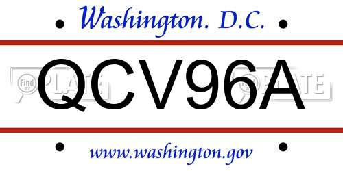 QCV96A District Of Columbia License Plate