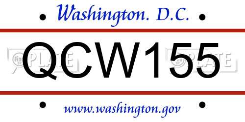 QCW155 District Of Columbia License Plate