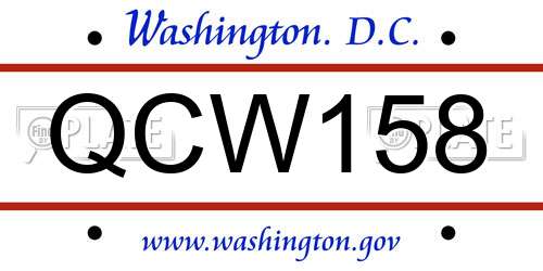 QCW158 District Of Columbia License Plate