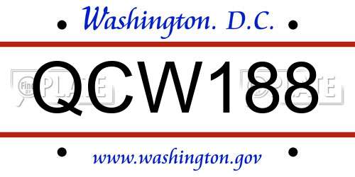 QCW188 District Of Columbia License Plate