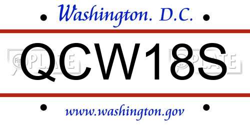 QCW18S District Of Columbia License Plate