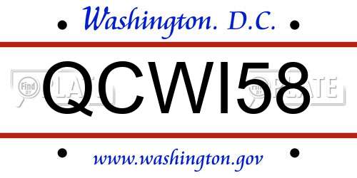QCWI58 District Of Columbia License Plate