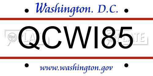QCWI85 District Of Columbia License Plate