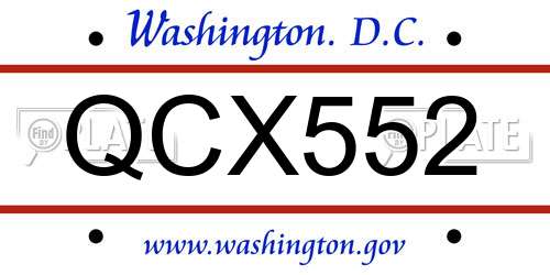 QCX552 District Of Columbia License Plate