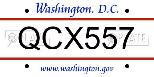 QCX557 District Of Columbia License Plate