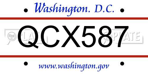 QCX587 District Of Columbia License Plate