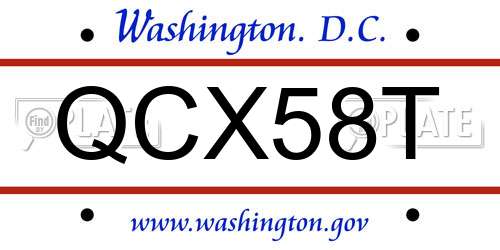 QCX58T District Of Columbia License Plate