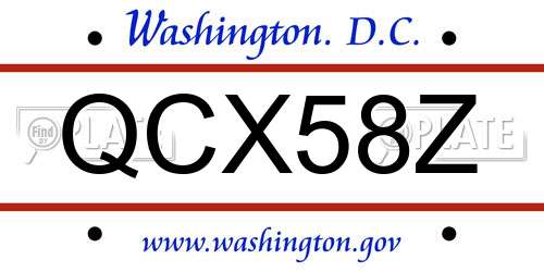 QCX58Z District Of Columbia License Plate