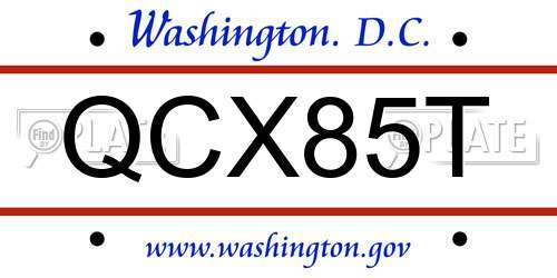 QCX85T District Of Columbia License Plate