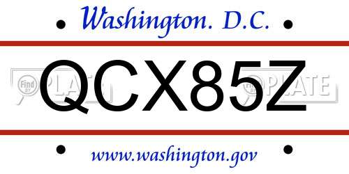 QCX85Z District Of Columbia License Plate