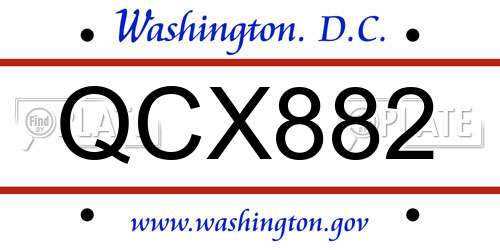 QCX882 District Of Columbia License Plate