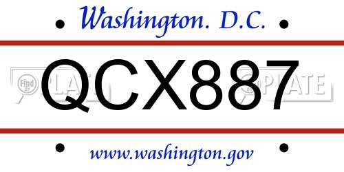 QCX887 District Of Columbia License Plate