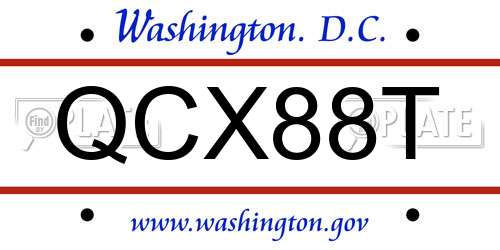QCX88T District Of Columbia License Plate