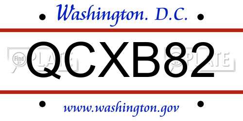 QCXB82 District Of Columbia License Plate
