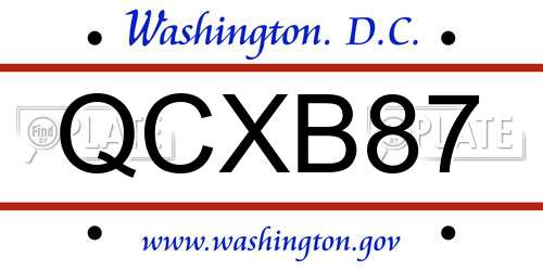 QCXB87 District Of Columbia License Plate