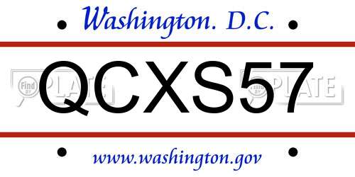 QCXS57 District Of Columbia License Plate
