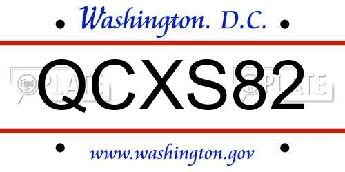 QCXS82 District Of Columbia License Plate