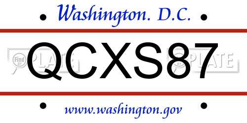 QCXS87 District Of Columbia License Plate