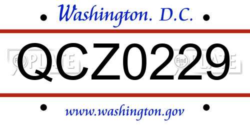 QCZ0229 District Of Columbia License Plate