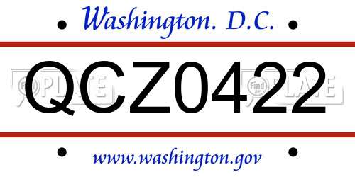 QCZ0422 District Of Columbia License Plate