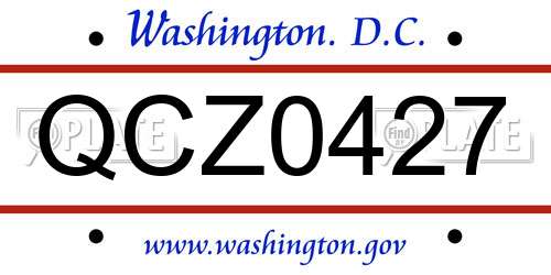 QCZ0427 District Of Columbia License Plate