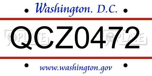 QCZ0472 District Of Columbia License Plate