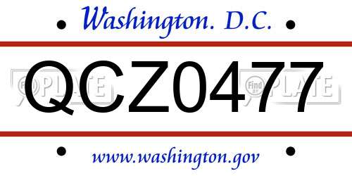 QCZ0477 District Of Columbia License Plate