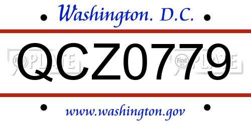 QCZ0779 District Of Columbia License Plate