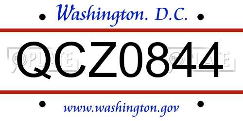 QCZ0844 District Of Columbia License Plate