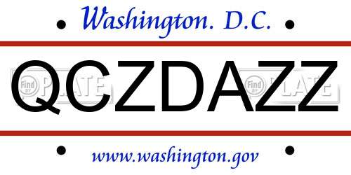 QCZDAZZ District Of Columbia License Plate