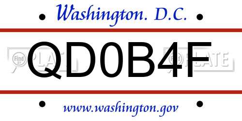QD0B4F District Of Columbia License Plate