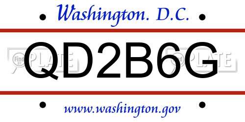 QD2B6G District Of Columbia License Plate