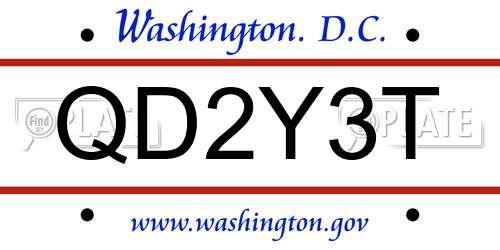 QD2Y3T District Of Columbia License Plate