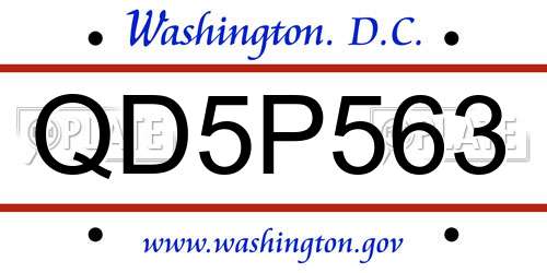 QD5P563 District Of Columbia License Plate