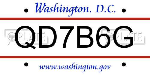 QD7B6G District Of Columbia License Plate