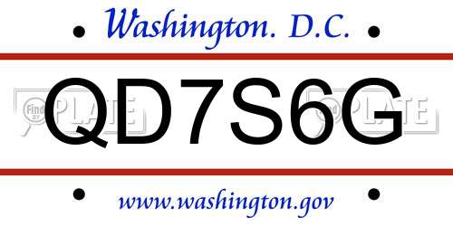 QD7S6G District Of Columbia License Plate