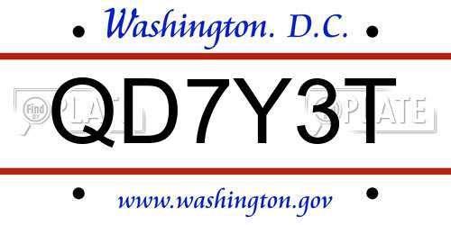 QD7Y3T District Of Columbia License Plate
