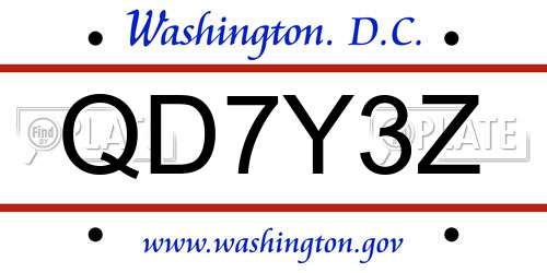 QD7Y3Z District Of Columbia License Plate