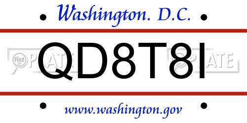 QD8T8I District Of Columbia License Plate