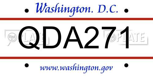 QDA271 District Of Columbia License Plate