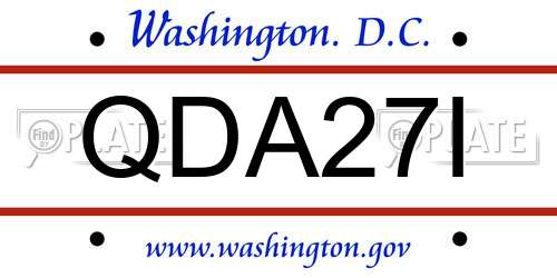QDA27I District Of Columbia License Plate