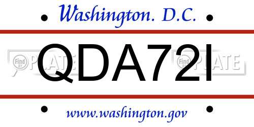 QDA72I District Of Columbia License Plate
