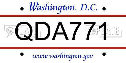QDA771 District Of Columbia License Plate