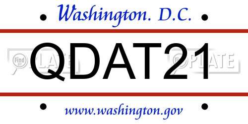 QDAT21 District Of Columbia License Plate