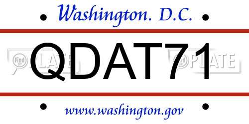 QDAT71 District Of Columbia License Plate