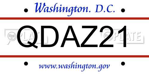 QDAZ21 District Of Columbia License Plate